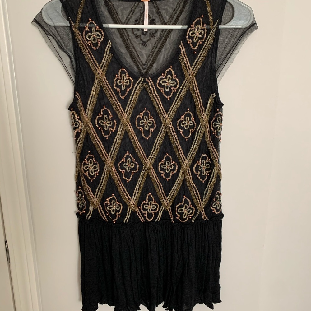 Free People Sequin Peplum Top
